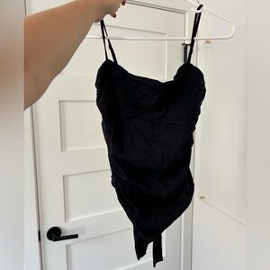 Aritzia Babaton Black Bodysuit with Shirring
